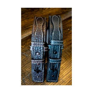 American Bison Ranger Belt Strap - Full Grain Leather - Handcrafted in USA - Black or Brown - No Buckle Replacement Belt -
