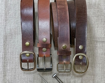 Mens Handmade Leather Belt 1.5 Inches Wide, Full Grain Buffalo Leather, Changeable Buckle, Casual Jeans CCW Holster Belt, Made in USA