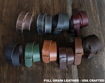 1.5" Full Grain Leather Belt Strap – No Belt Buckle - 10 Colors – USA Made