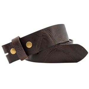 Rustic Full Grain Leather Belt Strap - Brown - Shrunken Finish - Handmade in America - Replacement Belt