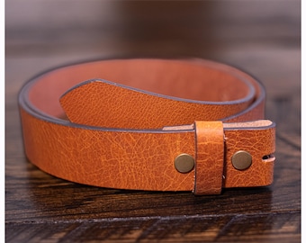 Full Grain Buffalo Leather Belt Strap: 1.5&quot; Tan Replacement Belt, Handmade in USA