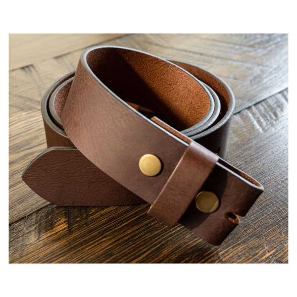 Ceinture en cuir tanné à l'huile de buffle pleine fleur 1,5" de large, sangle de remplacement - marron - cadeau pour la fête des pères pour diplômés - fabriqué aux États-Unis