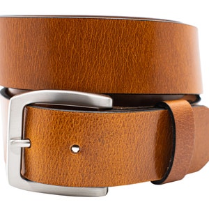 1.5&quot; FULL GRAIN Buffalo Leather  Belt - Tan - Dress or Casual Belt - Father&#39;s Day Graduation Gift - Handmade in USA
