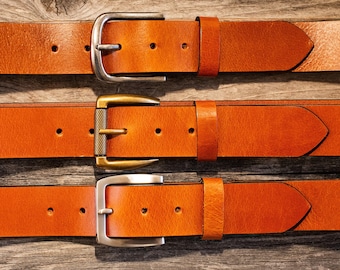 1.5" Buffalo Leather Belt: Full Grain, Removable Buckle, Handcrafted in USA