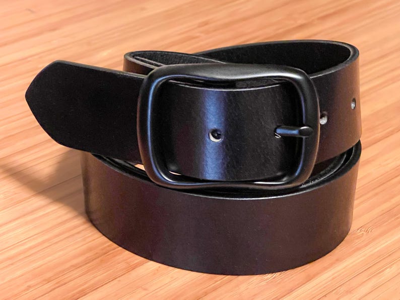 Men's Leather Belt 1.5" Wide, Full Grain Buffalo, Removable Buckle - Handmade USA image 9