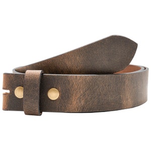 FULL GRAIN Crazyhorse Buffalo Leather 1.5" Wide Belt Strap - Brown - Quality and Handmade in USA - Unisex Replacement Belt Strap No Buckle