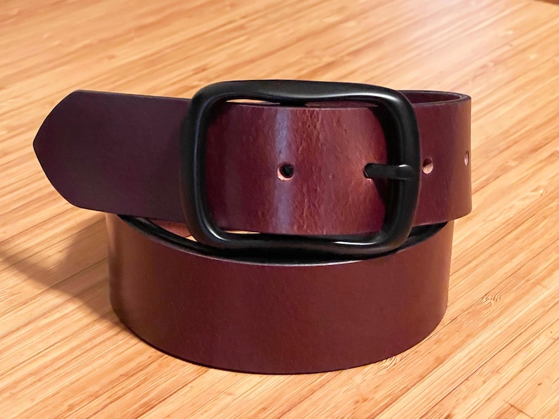 Men's Leather Belt 1.5" Wide, Full Grain Buffalo, Removable Buckle - Handmade USA image 10