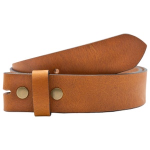 FULL GRAIN Buffalo Leather Oil Tanned 1.5" Wide Belt Strap - Tan - Handmade in USA - Replacement Belt No Buckle - For Jeans Casual Work