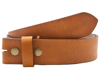 FULL GRAIN Buffalo Leather Oil Tanned 1.5" Wide Belt Strap - Tan - Handmade in USA - Replacement Belt No Buckle - For Jeans Casual Work