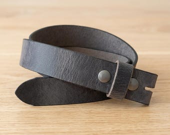 Full Grain Leather Replacement Belt Strap, Charcoal Gray, Solid Buffalo Hide, USA Made