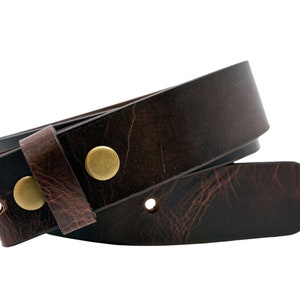 1.5&quot; Leather Belt Strap, Full Grain Solid Buffalo, Replacement Belt, No Belt Buckle - Brown - Handmade in USA