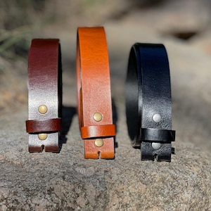 1.5&quot; Buffalo Leather Belt Strap: Full Grain, No Buckle, Made in USA