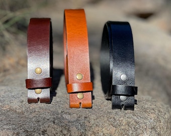 1.5&quot; Buffalo Leather Belt Strap: Full Grain, No Buckle, Made in USA