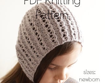 PDF KNITTING PATTERN baby bonnet pattern, knit rounded hat pattern, newborn bonnet pattern, baby bonnet pattern, toddler bonnet, child hat