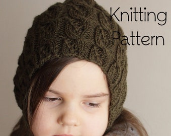 PDF KNITTING PATTERN baby bonnet pattern, knit pixie hat pattern, newborn bonnet pattern, baby bonnet pattern, pixie bonnet, child hat