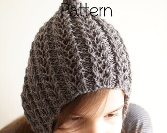 PDF KNITTING PATTERN baby bonnet pattern, knit pixie hat pattern, newborn bonnet pattern, baby bonnet pattern, pixie bonnet, child hat