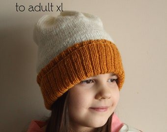 PDF Knitting Pattern, DK yarn knit pattern, slouchy beanie knitting pattern, slouchy hat, unisex hat, slouchy hat, newborn to adult xl sizes