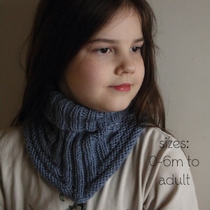 PDF Knitting Pattern, knit scarf pattern, knit cowl pattern, fitted cowl, easy knitting pattern, ribbed neck warmer, aran yarn, diy scarf