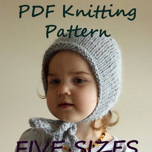 DOWNLOADABLE PDF PATTERN easy thick and warm basic french bonnet knitting pattern newborn to adult, womens bonnet, baby bonnet, toddler hat