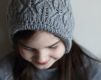 DOWNLOADABLE PDF PATTERN leaf lace rounded bonnet knitting pattern extra warm double lined diy knitting pattern knit bonnet balabonnet