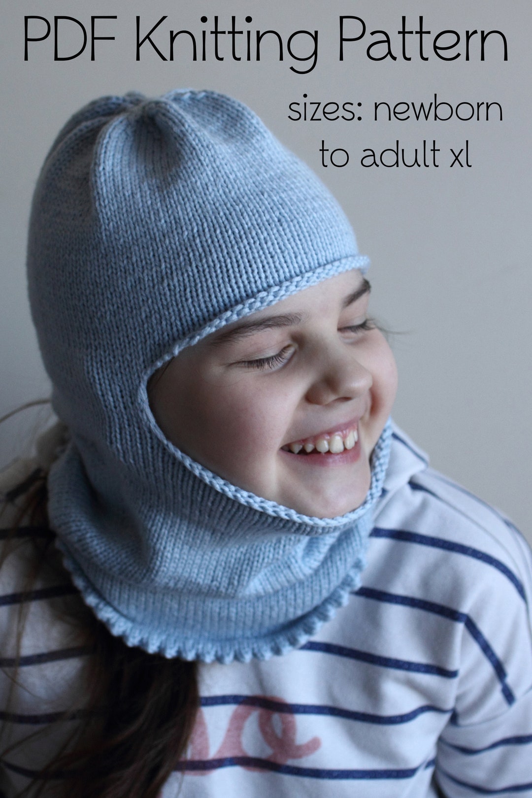 DOWNLOADABLE PDF PATTERN Balaclava Pattern, Balaclava Hat, Knit ...