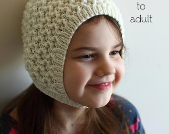 DOWNLOADABLE PDF PATTERN exquisite lace rounded bonnet knitting pattern extra warm double lined diy knitting pattern knit bonnet balabonnet