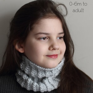 PDF Knitting Pattern, knit scarf pattern, knit cowl pattern, fitted cowl, easy knitting pattern, ribbed neck warmer, worsted yarn, diy scarf