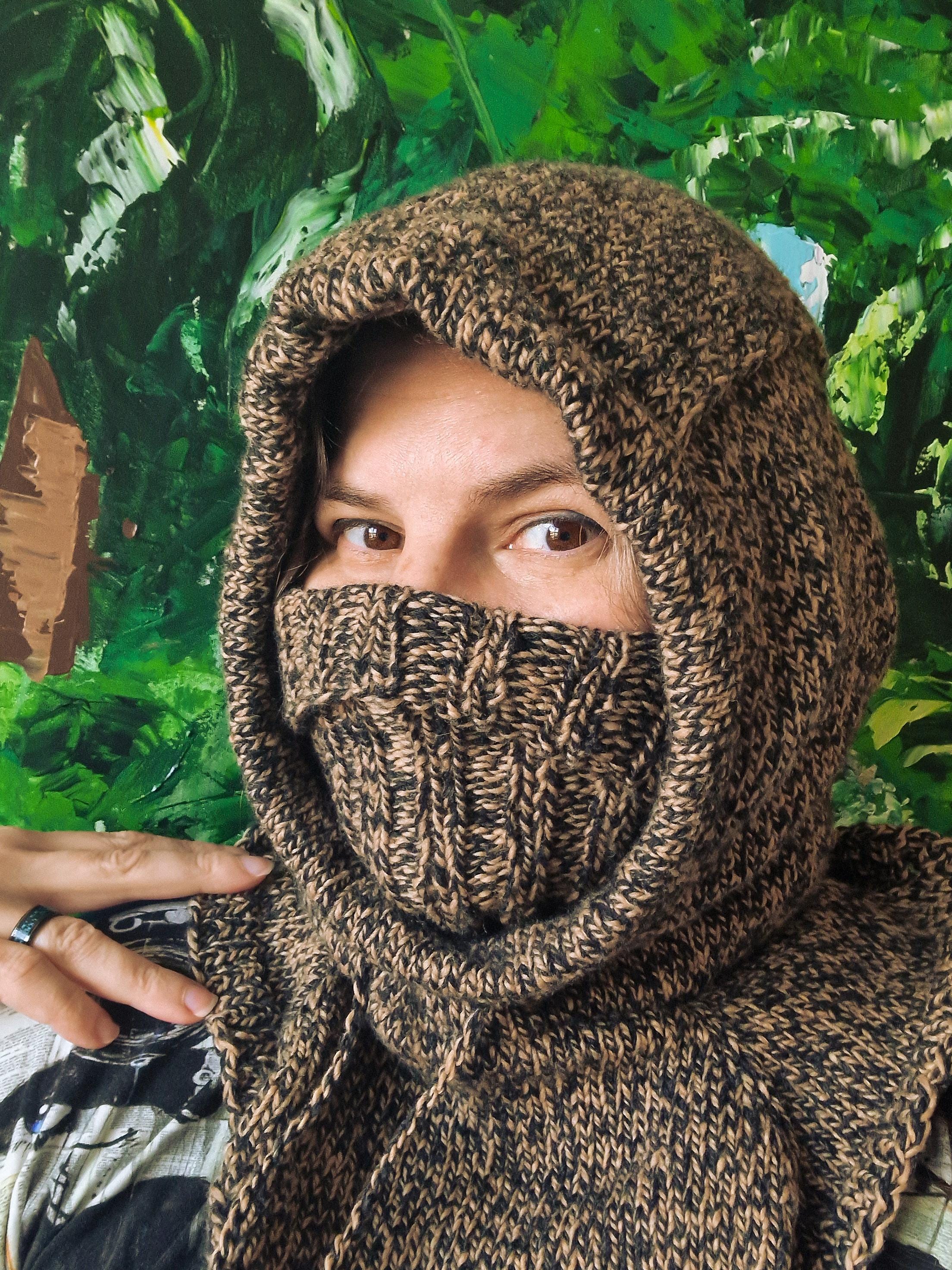 Unisex Handmade Chunky Knit Hooded Scarf - Halloween Cozy Street Style ? Hooded_Scarf_Red_1.jpg?v=  main image 3