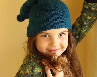 patrón de tejido pdf, gorro de adulto de punto, gorro de media de punto, gorro de media, patrón de gorro de nudo superior, gorro de elfo de cola larga, gorro de navidad, gorro de invierno