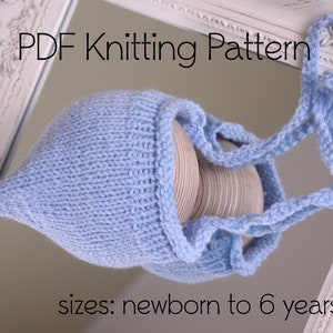 PDF knitting pattern, baby bonnet, diy baby shower gift, knitted bonnet pattern, baby knitting, pixie bonnet, knit bonnet pattern, kids hat