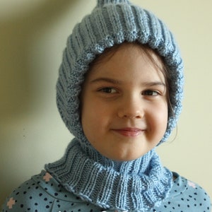 DOWNLOADABLE PDF PATTERN balaclava hat double lined hooded scarf knitting pattern, newborn to adult, toddler, baby, child knit hat tutorial