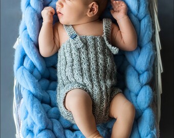 DOWNLOADABLE PDF PATTERN knit baby romper pattern, newborn romper knitting pattern, sitter romper with faux cables, newborn to toddler