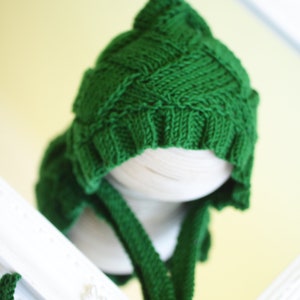 PDF Knitting Pattern, diy baby bonnet pattern, entrelac knitting pattern, newborn bonnet pattern, toddler bonnet pattern, knitted baby hat image 5