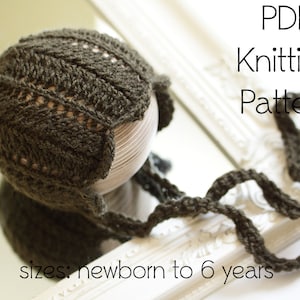 PDF KNITTING PATTERN, baby bonnet pattern, knit bonnet pattern, knit hat pattern, toddler bonnet, newborn bonnet, sitter bonnet, photo prop