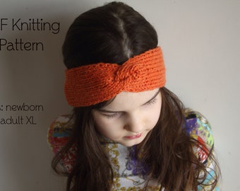 Downloadable PDF Pattern, knitting pattern, headband pattern, twisted headband, knit earwarmer, ear warmer pattern, classic headband, ribbed