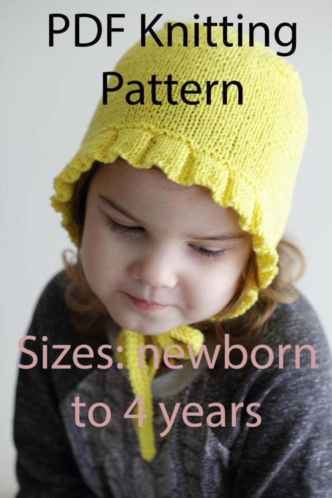 PDF KNITTING PATTERN, Baby Bonnet Knitting Pattern, Newborn Bonnet ...