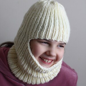 DOWNLOADABLE PDF PATTERN balaclava easy ribbed hat hooded scarf knitting pattern, newborn to adult, toddler, baby, child knit hat tutorial