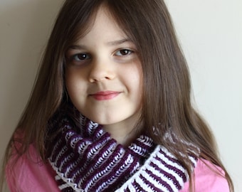 PDF Patrón de tejer, patrón de bufanda de punto, patrón de capucha de punto, capucha de brioche, patrón de tejido fácil, calentador de cuello acanalado, hilo peinado de dos colores