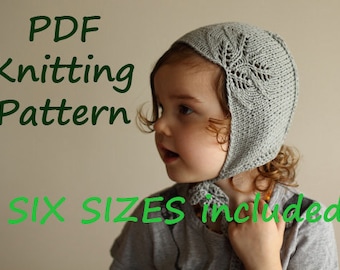 DOWNLOADABLE PDF PATTERN falling leaves baby bonnet knitting pattern, diy newborn bonnet, toddler bonnet, diy newborn photo prop sittern hat