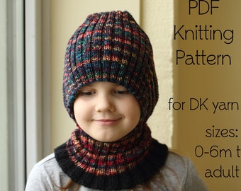 DOWNLOADABLE PDF PATTERN balaclava pattern, balaclava hat, knit balaclava, knitting pattern, knit pattern, winter balaclava, dk yarn pattern