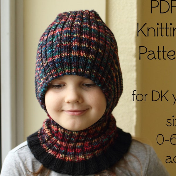 DOWNLOADABLE PDF PATTERN balaclava pattern, balaclava hat, knit balaclava, knitting pattern, knit pattern, winter balaclava, dk yarn pattern