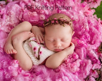 DOWNLOADABLE pdf PATTERN, knitting pattern, EYO romper pattern, baby romper, newborn romper, sitter romper, newborn photo prop prop pattern
