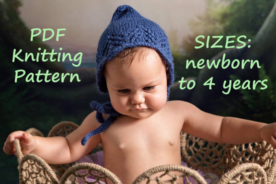 PDF KNITTING PATTERN Baby Bonnet Pattern, Knit Pixie Hat Pattern ...
