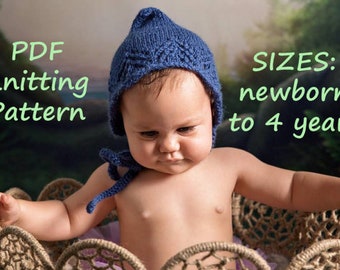 PDF PATRÓN DE TEJIDO patrón capota bebé, patrón gorro duendecillo de punto, patrón capota recién nacido, patrón capota bebé, prop fotografía, gorro invierno