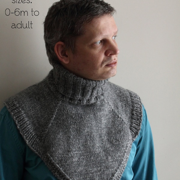 PDF Knitting Pattern, knit turtleneck neckwarmer pattern, knit cowl pattern, easy knitting pattern, ribbed neck warmer, aran yarn, diy scarf