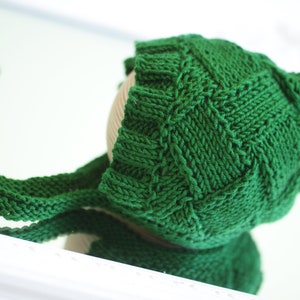 PDF Knitting Pattern, diy baby bonnet pattern, entrelac knitting pattern, newborn bonnet pattern, toddler bonnet pattern, knitted baby hat image 3