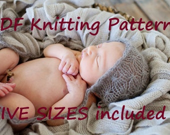 PDF KNITTING PATTERN baby bonnet pattern diy knitting tutorial photo prop pattern newborn photo prop pattern angora pattern baby hat pattern