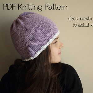 PDF Knitting Pattern, DK yarn knit pattern, slouchy beanie knitting pattern, slouchy hat, unique hat, beanie hat newborn to adult xl