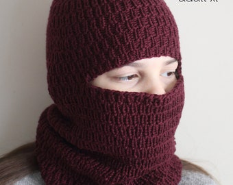 DOWNLOADABLE PDF PATTERN balaclava pattern, balaclava hat, knit balaclava, knitting pattern, knit pattern, winter balaclava, dk yarn pattern