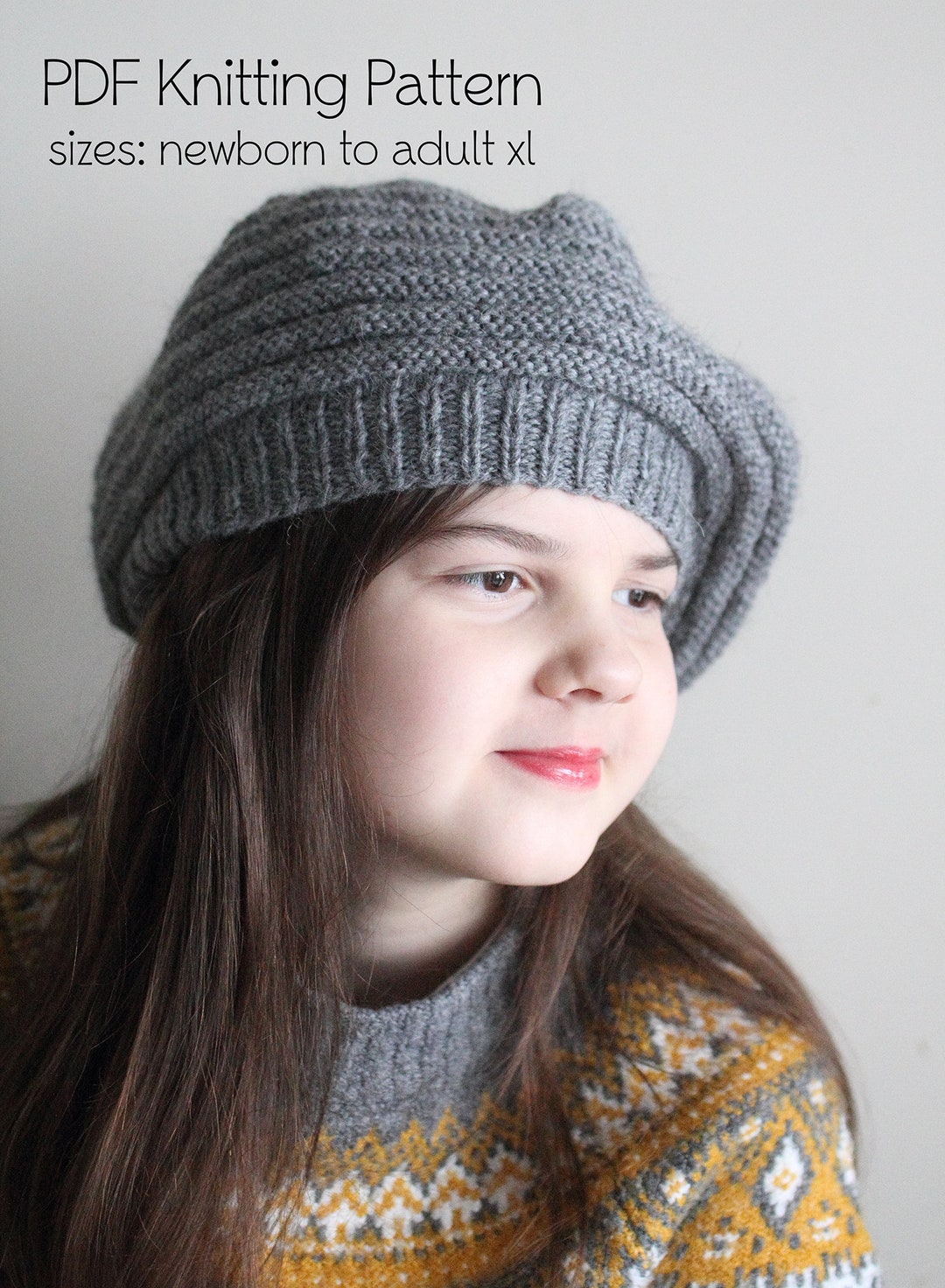 PDF Knitting Pattern, Beret Knitting Pattern, Newborn to Adult Size